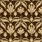 Seamless woven linen damask pattern. Aged sepia tone rustic textile pattern. Burnt umber brown texture background. Rough