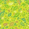 Seamless yellow colorful floral pattern with leafs