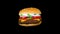 Seamless young animation of a slice of hamburger isolated with alpha channel.