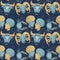 Seamless zodiac pattern. Aries, Taurus, Gemini and Cancer constellations. Astronomy wallpaper illustration.