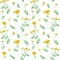 Seamlesss pattern with herb Common Tansy, Tanacetum vulgare. Watercolor illustration isolated on white background