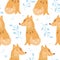 Seammless pattern. Fox vector illustration for kids. Bohemian illustrations with animals, stars, magic and runes. Cute