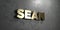 Sean - Gold sign mounted on glossy marble wall - 3D rendered royalty free stock illustration