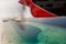 Seaplane engine view above ocean