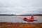 Seaplane by a Scenic Lake on a Fall Day in Canadian Nature