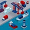 Seaport Cargo Loading Isometric Concept