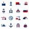 Seaport Flat Icons Set