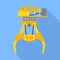 Seaport lift crane icon, flat style