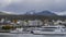 The seaport of Ushuaia. Catamarans and tourist ships are moored in the bay of the Beagle Canal