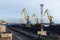 Seaport of Vyborg, Coal terminal. Cranes and railway cars