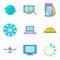 Search algorithm icons set, cartoon style