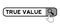 Search banner in word true value with hand over magnifier on white background