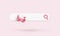 Search bar with mouse cursor and magnifier. Arrow below research field in pink color