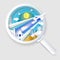 Search best flight ticket concept vector paper cut illustration