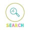 Search Bright Linear Round Icon with Magnifier