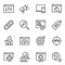 Search engine optimization thin line icons set