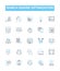 Search engine optimization vector line icons set. SEO, Optimization, Indexing, Crawling, Ranking, SERP, Search