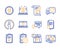 Search file, Exam time and Travel luggage icons set. Feather, Info and Internet downloading signs. Vector