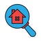 search, find, home, magnifying glass, house, home search icon