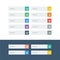 Search flat design icons set in colorful bars for