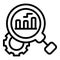 Search gear market studies icon, outline style