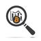 Search icon of bitcoin cryptocurrency graph going down