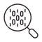 Search icon, magnifying glass binary interface internet thin line icon