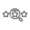Search icon, magnifying glass stars social media thin line icon