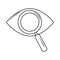 Search icon, magnifying observation eye look line style