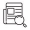 Search icon, paper information content thin line icon