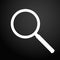 Search icon vector. Found find concept. Magnifying glass Sign isolated on black background