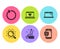 Search, Innovation and Web love icons set. Laptop, Loop and Smile signs. Find document, Crowdfunding. Vector