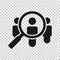 Search job vacancy icon in transparent style. Loupe career vector illustration on isolated background. Find people employer