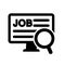 Search job vacancy icon vector. Loupe career illustration symbol. Find people employer logo.