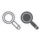 Search line and glyph icon, lens and find, magnifying glass sign, vector graphics, a linear pattern on a white