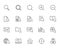 Search line icons set. Zoom, find document, magnify glass symbol, look tool, binoculars minimal vector illustrations