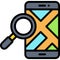 Search locations on smartphone icon, location map and navigation vector