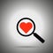 Search love icon. magnifier and heart. Find love concept.