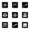 Search of mainland icons set, grunge style