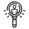 Search man under magnify glass icon, outline style