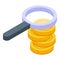 Search money coin icon isometric vector. Benchmark indicator
