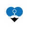 Search mustache heart shape concept logo design