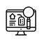 search rental properties line icon vector illustration