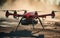 Search and rescue drone equipped with special cameras and sensors ready to take off