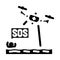 search rescue drone glyph icon vector illustration