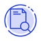 Search, Research, File, Document Blue Dotted Line Line Icon