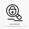 Search, Research, Lock, Internet Line Icon Vector