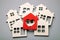 Search and selection of homes for purchase or rent. Many house and one red with heart