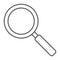 Search thin line icon, enlarge and exploration, magnifying glass sign, vector graphics, a linear pattern