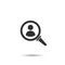 searching for a person. magnifying glass and man. vector symbol on white
